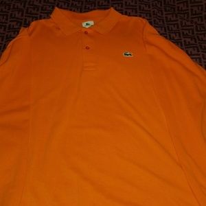 Long sleeved orange Lacoste shirt